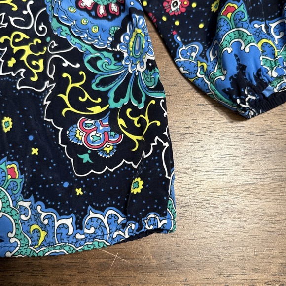 Lane Bryant Womens sz 18/20 Blue Paisley 3/4 Sleeve BoHo Peasant Blouse Shirt - Picture 5 of 10